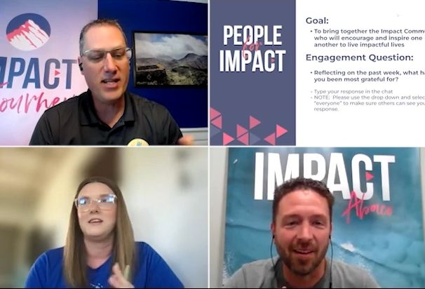Many Hands staff on a People for Impact connection call having meaningful discussion and teaching