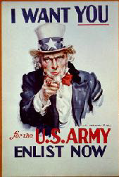 The classic James Montgomery Flagg 'I Want You for U.S. Army' poster used as the inspiration for the Many Hands 2026 volunteer enlistment campaign.