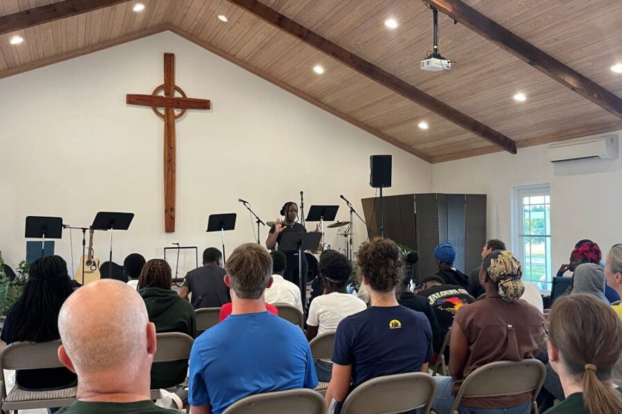 Impact team volunteers attend the G2 youth group service at Kirk of the Pines, partnering with local leaders to encourage youth discipleship in Abaco.