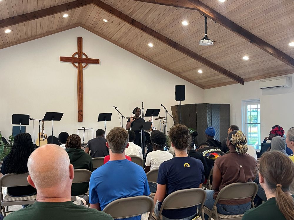 Impact team volunteers attend the G2 youth group service at Kirk of the Pines, partnering with local leaders to encourage youth discipleship in Abaco.